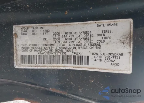 1996 Toyota Tacoma Xtracab from USA, damaged, VIN 4TAVL52NXTZ177251